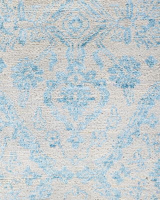 Traditional Ikat Hand Knotted Abstract Silk & Wool Blend Beige Area Rug 9' 0" x 10' 2"