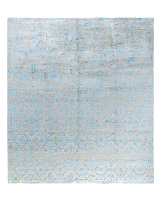 Traditional Ikat Hand Knotted Abstract Silk & Wool Blend Beige Area Rug 9' 0" x 10' 2"