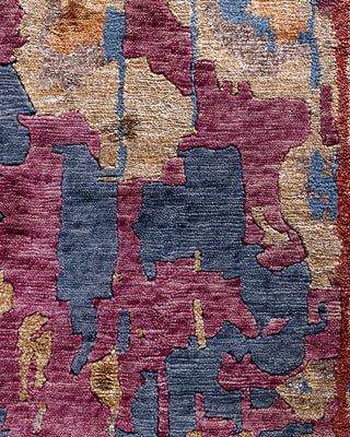 Contemporary Modern Hand Knotted Abstract Silk & Wool Blend Pink Area Rug 9' 3" x 12' 1"