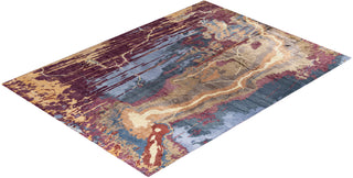 Contemporary Modern Hand Knotted Abstract Silk & Wool Blend Pink Area Rug 9' 3" x 12' 1"