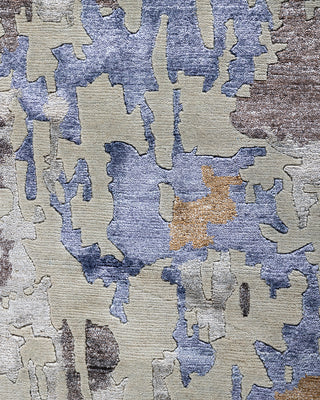 Contemporary Modern Hand Knotted Abstract Silk & Wool Blend Gray Area Rug 9' 2" x 12' 0"