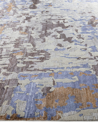 Contemporary Modern Hand Knotted Abstract Silk & Wool Blend Gray Area Rug 9' 2" x 12' 0"
