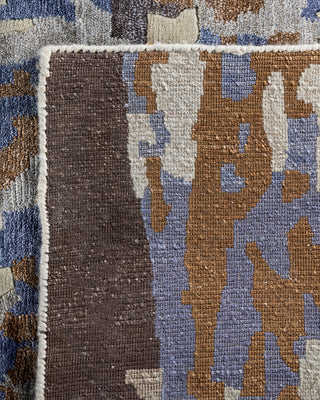 Contemporary Modern Hand Knotted Abstract Silk & Wool Blend Gray Area Rug 9' 2" x 12' 0"
