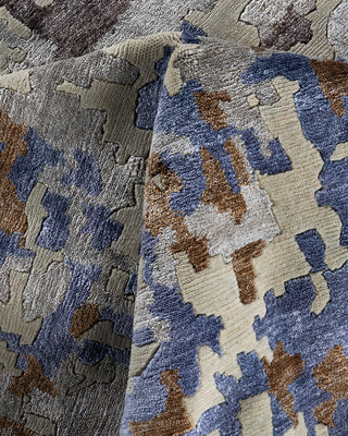 Contemporary Modern Hand Knotted Abstract Silk & Wool Blend Gray Area Rug 9' 2" x 12' 0"