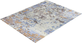 Contemporary Modern Hand Knotted Abstract Silk & Wool Blend Gray Area Rug 9' 2" x 12' 0"