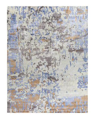 Contemporary Modern Hand Knotted Abstract Silk & Wool Blend Gray Area Rug 9' 2" x 12' 0"