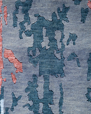 Contemporary Modern Hand Knotted Abstract Silk & Wool Blend Gray Area Rug 8' 1" x 10' 2"