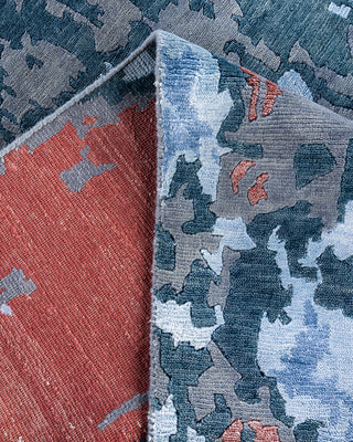 Contemporary Modern Hand Knotted Abstract Silk & Wool Blend Gray Area Rug 8' 1" x 10' 2"