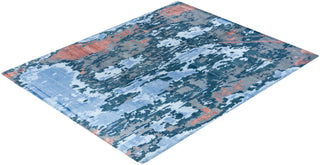 Contemporary Modern Hand Knotted Abstract Silk & Wool Blend Gray Area Rug 8' 1" x 10' 2"