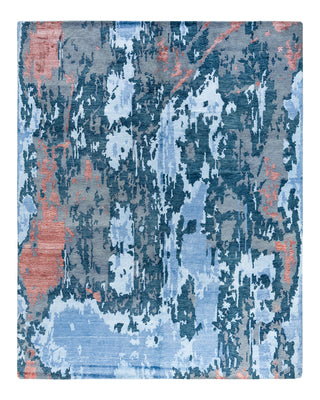 Contemporary Modern Hand Knotted Abstract Silk & Wool Blend Gray Area Rug 8' 1" x 10' 2"