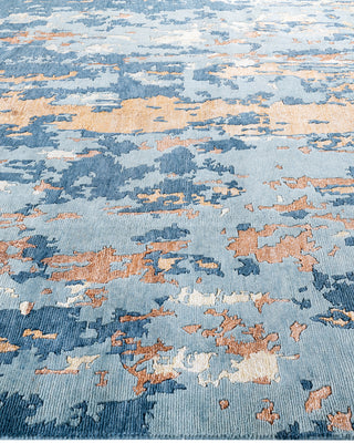 Contemporary Modern Hand Knotted Abstract Silk & Wool Blend Green Area Rug 8' 1" x 10' 2"