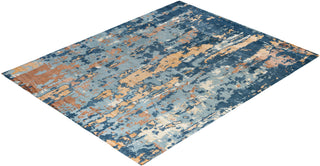 Contemporary Modern Hand Knotted Abstract Silk & Wool Blend Green Area Rug 8' 1" x 10' 2"