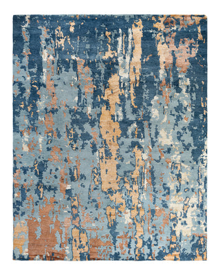 Contemporary Modern Hand Knotted Abstract Silk & Wool Blend Green Area Rug 8' 1" x 10' 2"