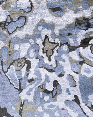 Traditional Ikat Hand Knotted Abstract Silk & Wool Blend Gray Area Rug 8' 4" x 10' 2"