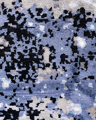 Traditional Ikat Hand Knotted Abstract Silk & Wool Blend Black Area Rug 8' 2" x 10' 0"