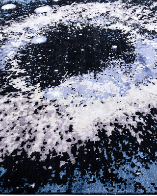 Traditional Ikat Hand Knotted Abstract Silk & Wool Blend Black Area Rug 8' 2" x 10' 0"