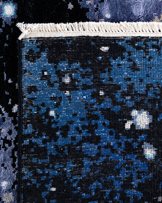 Traditional Ikat Hand Knotted Abstract Silk & Wool Blend Black Area Rug 8' 2" x 10' 0"