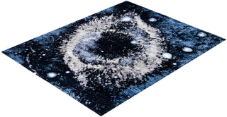Traditional Ikat Hand Knotted Abstract Silk & Wool Blend Black Area Rug 8' 2" x 10' 0"