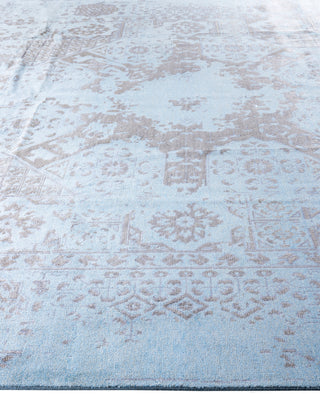 Traditional Abstarct Wool, Silk Hand Knotted Blue Area Rug 9' 1" x 12' 2"