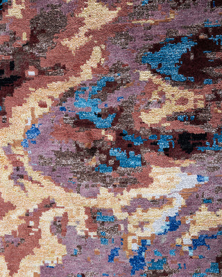 Traditional Ikat Hand Knotted Abstract Silk & Wool Blend Black Area Rug 9' 1" x 12' 1"