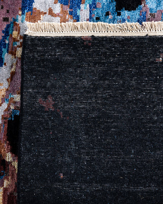 Traditional Ikat Hand Knotted Abstract Silk & Wool Blend Black Area Rug 9' 1" x 12' 1"