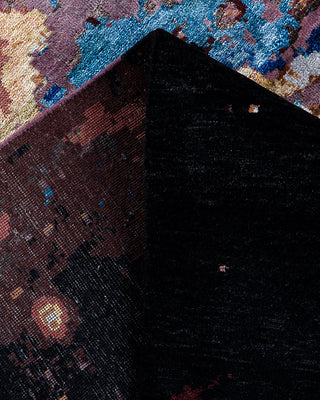 Traditional Ikat Hand Knotted Abstract Silk & Wool Blend Black Area Rug 9' 1" x 12' 1"