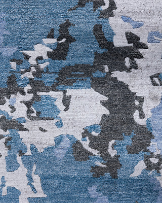 Contemporary Modern Hand Knotted Abstract Silk Gray Area Rug 9' 1" x 12' 1"