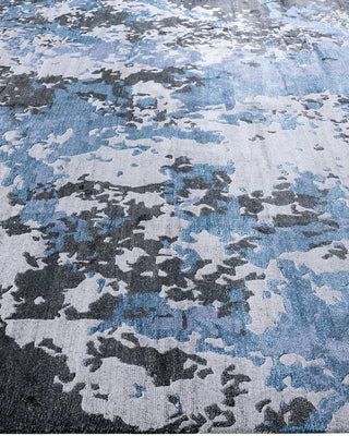 Contemporary Modern Hand Knotted Abstract Silk Gray Area Rug 9' 1" x 12' 1"