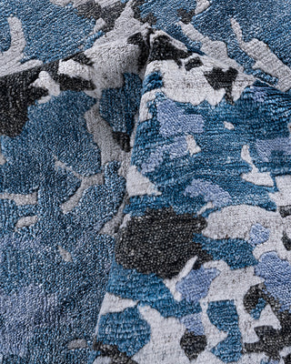 Contemporary Modern Hand Knotted Abstract Silk Gray Area Rug 9' 1" x 12' 1"