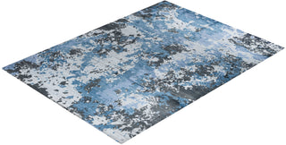 Contemporary Modern Hand Knotted Abstract Silk Gray Area Rug 9' 1" x 12' 1"
