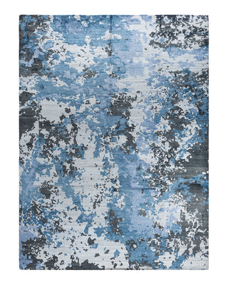 Contemporary Modern Hand Knotted Abstract Silk Gray Area Rug 9' 1" x 12' 1"