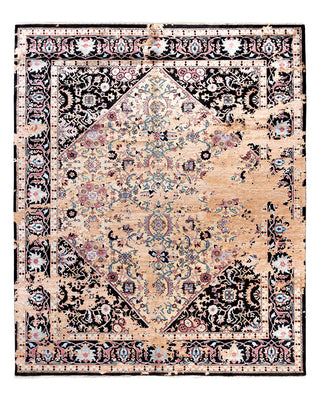 Traditional Ikat Hand Knotted Abstract Silk & Wool Blend Brown Area Rug 8' 3" x 10' 1"