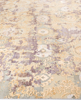 Traditional Abstarct Wool, Silk Hand Knotted Gray Area Rug 8' 10" x 11' 10"