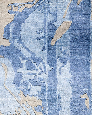 Contemporary Modern Hand Knotted Abstract Silk & Wool Blend Gray Area Rug 8' 1" x 10' 2"