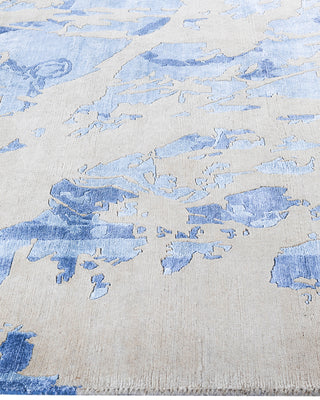Contemporary Modern Hand Knotted Abstract Silk & Wool Blend Gray Area Rug 8' 1" x 10' 2"