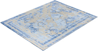 Contemporary Modern Hand Knotted Abstract Silk & Wool Blend Gray Area Rug 8' 1" x 10' 2"