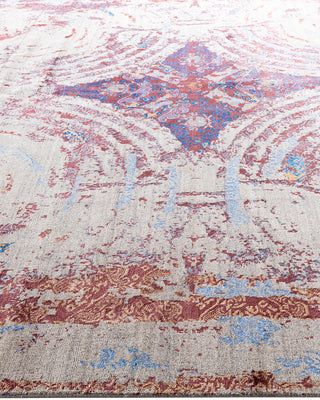 Traditional Ikat Hand Knotted Abstract Silk & Wool Blend Beige Area Rug 9' 3" x 12' 2"