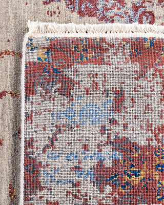 Traditional Ikat Hand Knotted Abstract Silk & Wool Blend Beige Area Rug 9' 3" x 12' 2"