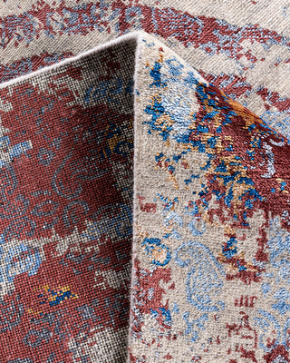 Traditional Ikat Hand Knotted Abstract Silk & Wool Blend Beige Area Rug 9' 3" x 12' 2"