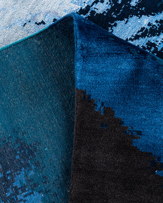 Traditional Ikat Hand Knotted Abstract Silk & Wool Blend Black Area Rug 9' 2" x 12' 1"