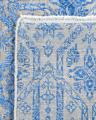 Traditional Ikat Hand Knotted Abstract Silk & Wool Blend Blue Area Rug 8' 0" x 10' 1"
