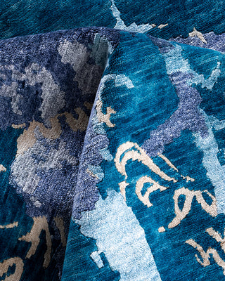 Contemporary Modern Hand Knotted Abstract Silk & Wool Blend Gray Area Rug 9' 1" x 12' 2"