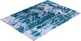 Contemporary Modern Hand Knotted Abstract Silk & Wool Blend Gray Area Rug 9' 1" x 12' 2"