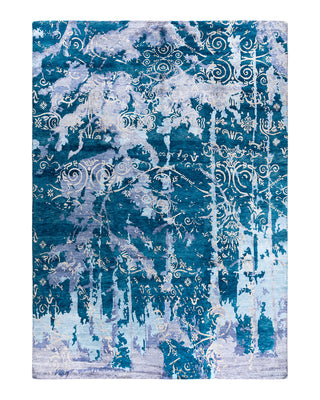 Contemporary Modern Hand Knotted Abstract Silk & Wool Blend Gray Area Rug 9' 1" x 12' 2"