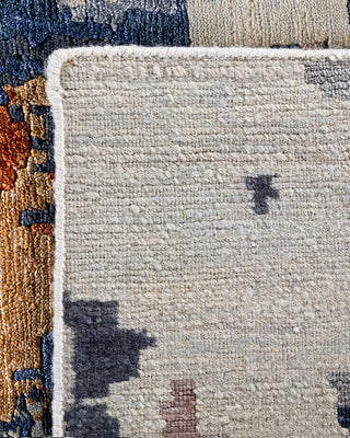 Contemporary Modern Hand Knotted Abstract Silk & Wool Blend Gray Area Rug 8' 1" x 10' 1"