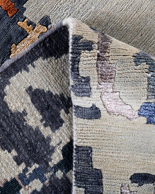 Contemporary Modern Hand Knotted Abstract Silk & Wool Blend Gray Area Rug 8' 1" x 10' 1"