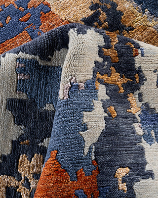 Contemporary Modern Hand Knotted Abstract Silk & Wool Blend Gray Area Rug 8' 1" x 10' 1"
