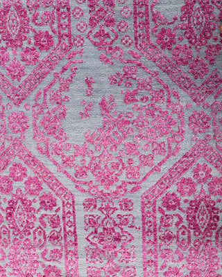 Traditional Ikat Hand Knotted Abstract Silk & Wool Blend Gray Area Rug 7' 10" x 9' 10"