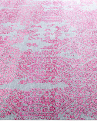 Traditional Ikat Hand Knotted Abstract Silk & Wool Blend Gray Area Rug 7' 10" x 9' 10"