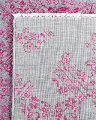 Traditional Ikat Hand Knotted Abstract Silk & Wool Blend Gray Area Rug 7' 10" x 9' 10"